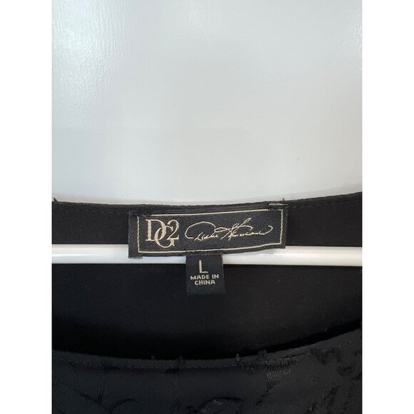 DG2 by Diane Gilman Jacquard Double Layer Top Size Large Solid Black Whimsigoth - Picture 4 of 8